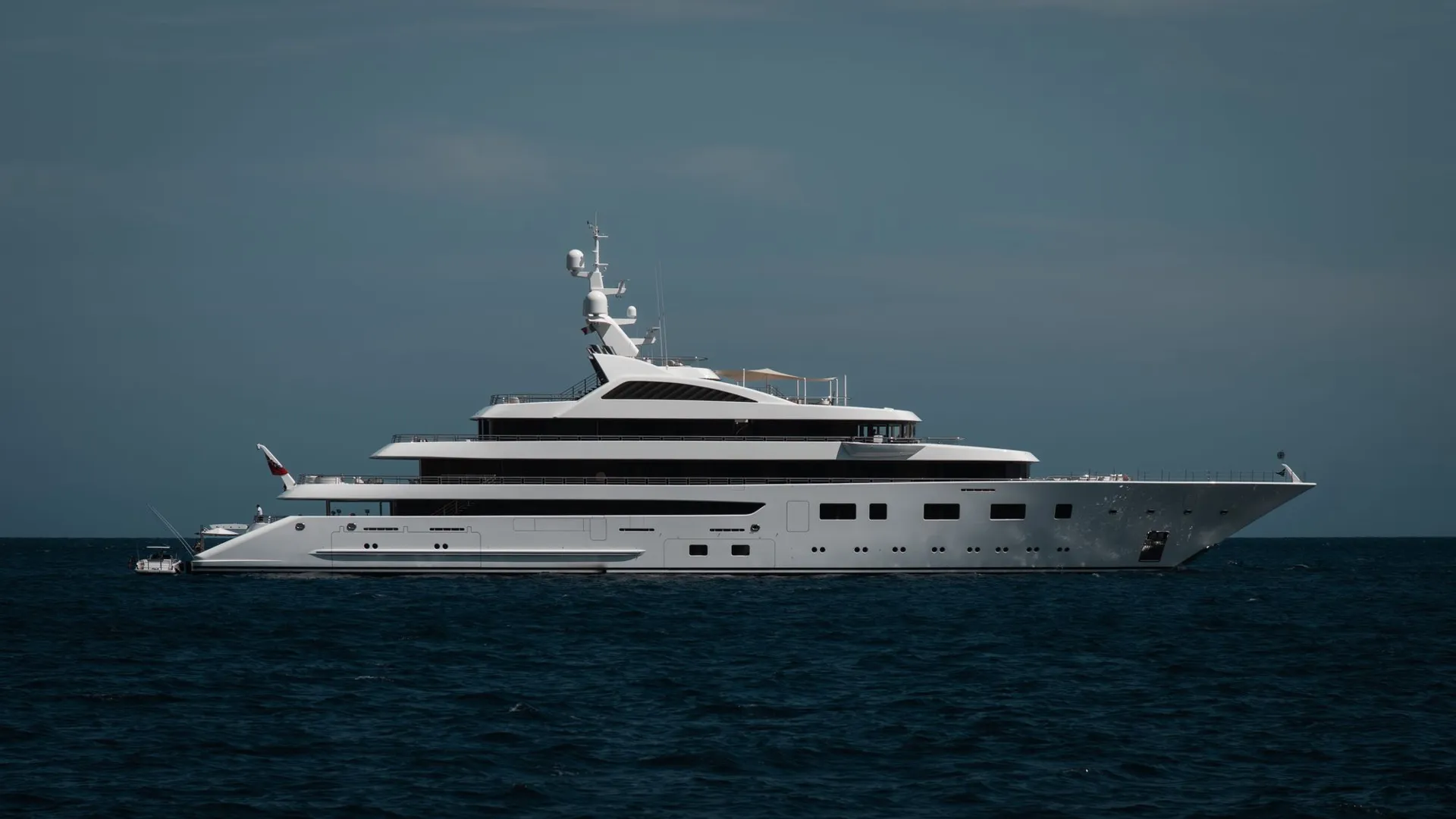 White yacht cruising on the sea